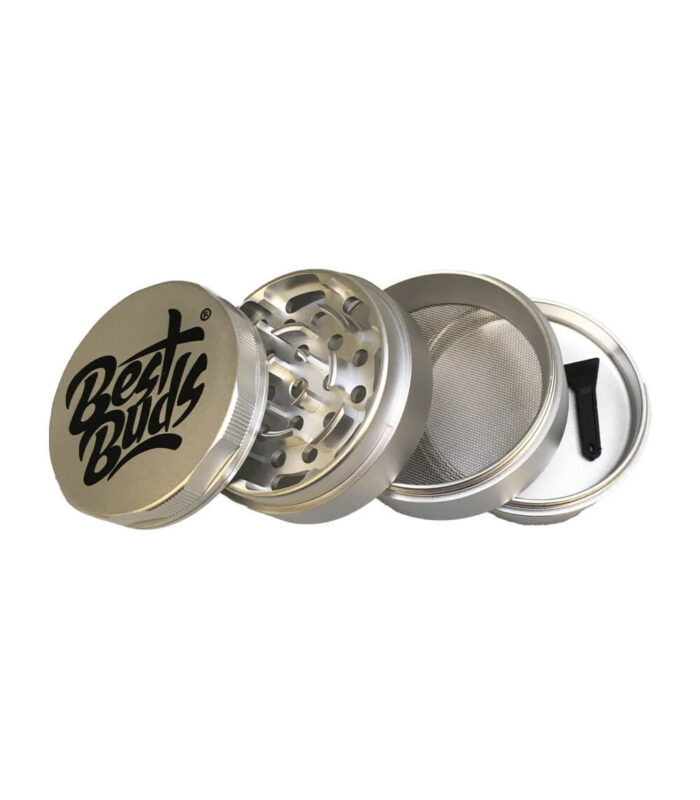 best buds mighty aluminium grinder silver 60mm 1