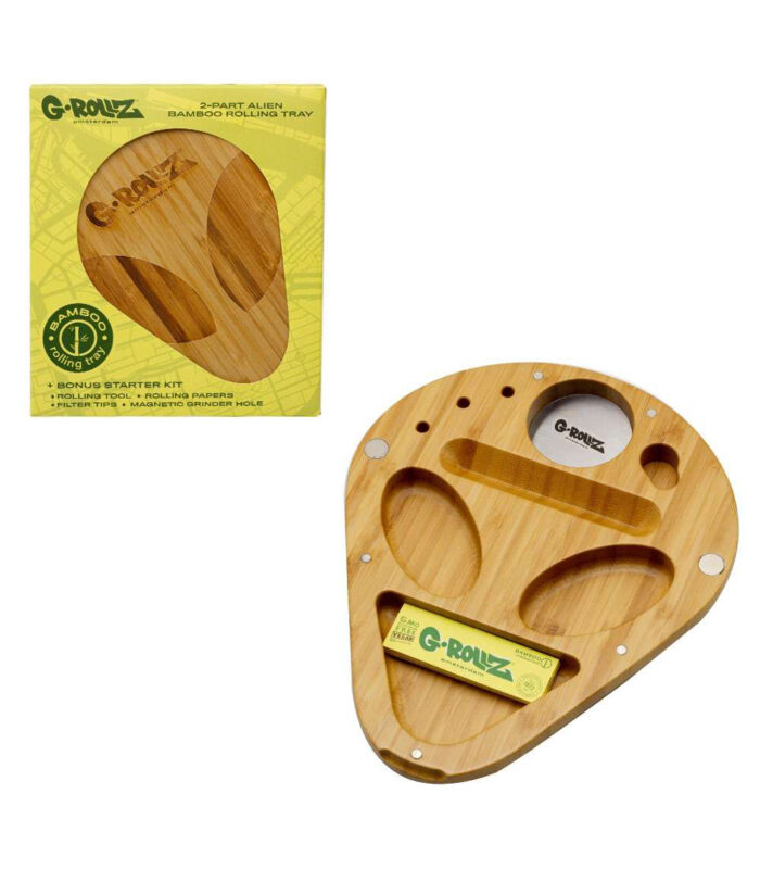 Grollz alien bamboo rolling tray 2