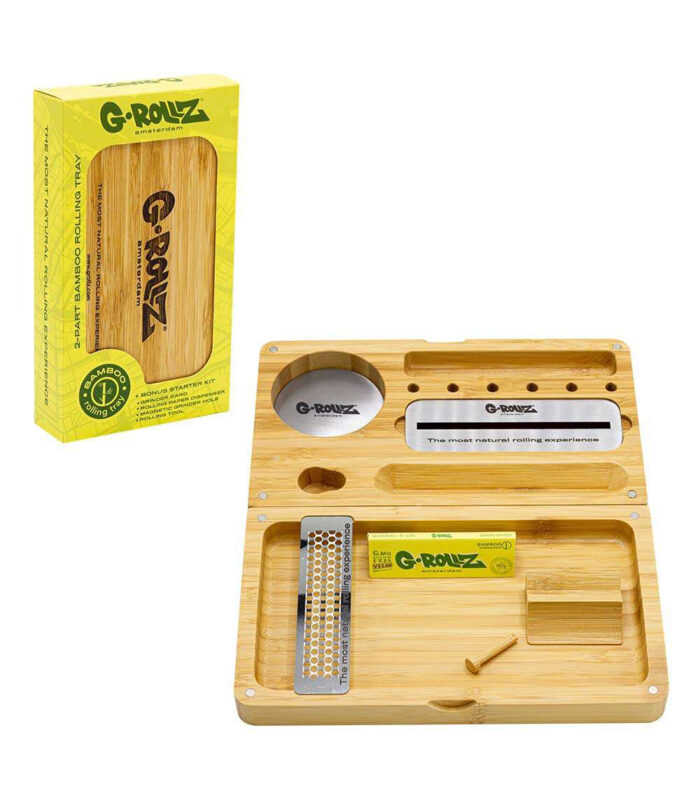 Grollz premium 2 pieces bamboo rolling tray