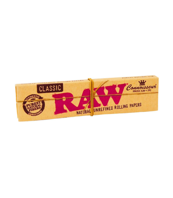 raw connoisseur kingsize slim rolling papers tips 24pcs display 1